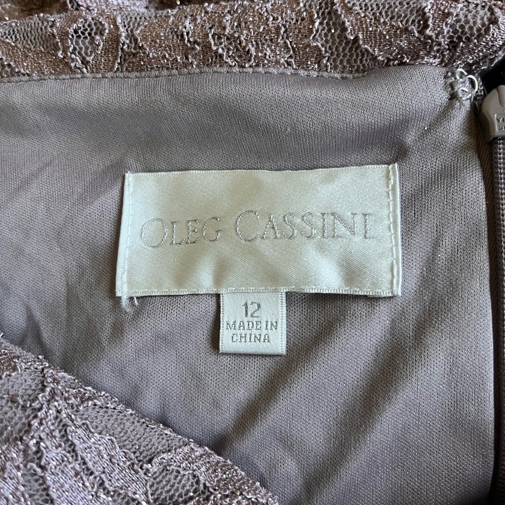 NWT Oleg Cassini Off-Shoulder Elegant V Neck Ruched Lace Dress Gown Wedding MOTB - Picture 9 of 14